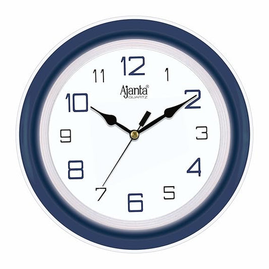 Ajanta Plastic Abstract Round Analog Wall Clock (2147, 20.5 Cm X 20.5 Cm X 3.5 Cm, Blue)